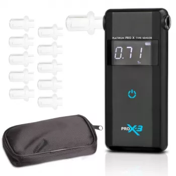 AlcoFind PRO-X-3 Alcoholímetro con boquillas, calibración de 12 meses