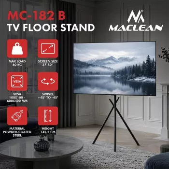 Maclean Soporte de suelo para TV, 37-80 pulgadas, VESA 600x400, 60 kg, MC-182 B