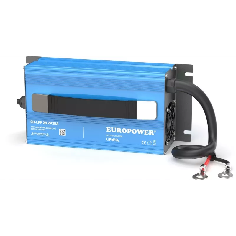 EUROPOWER CH-LFP/24/25 Cargador de batería LiFePO4 29,2V 25A terminales de anillo M8
