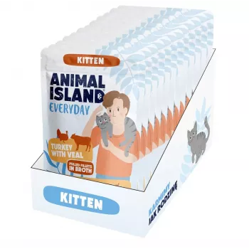 ANIMAL ISLAND Kitten Pavo y Ternera Comida húmeda 12 x 85g