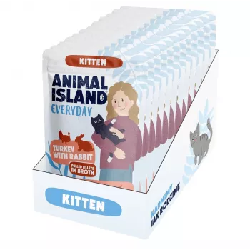 ANIMAL ISLAND Kitten Pavo y Conejo Comida húmeda para gatos 12x85g