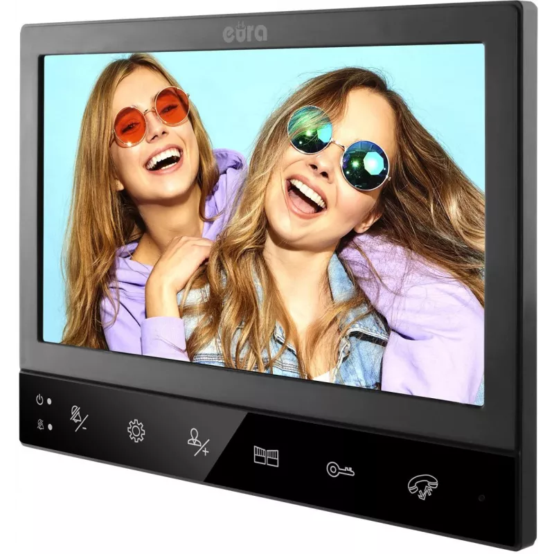 Eura VDP-80C5 Videoportero para dos viviendas, Negro, 2x 7 pulgadas LCD, FHD, 2 entradas, cámara 1080p, lector RFID, montaje en superficie