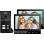 Eura VDP-80C5 Videoportero para dos viviendas, Negro, 2x 7 pulgadas LCD, FHD, 2 entradas, cámara 1080p, lector RFID, montaje en superficie