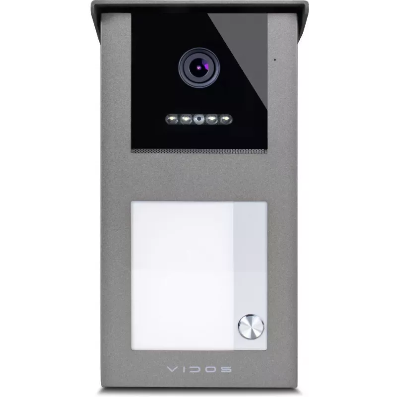 VIDOS IPX S101-1 Panel exterior con lector RFID, cámara 2MP, PoE, negro