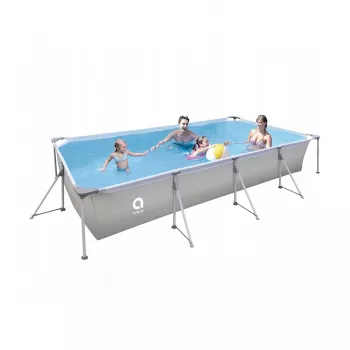 AVENLI 394x207x80 cm Piscina rectangular de acero con bomba de filtro, escalera, cubierta y lona de fondo