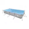 AVENLI 394x207x80 cm Piscina rectangular de acero con bomba de filtro, escalera, cubierta y lona de fondo