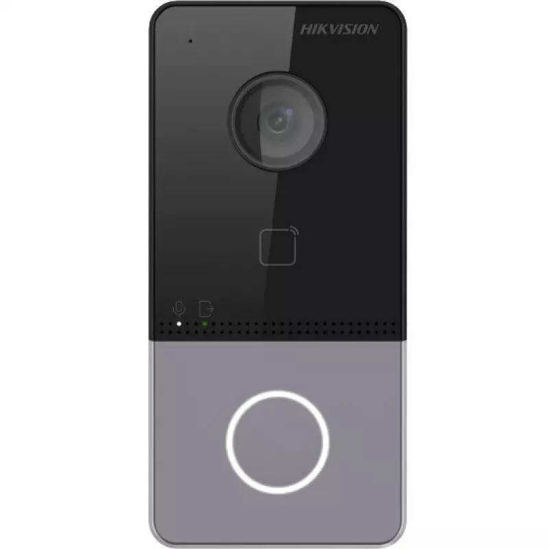 Hikvision DS-KV6113-PE1(C) Estación de portero con cámara de 2 MP, PoE, lector de tarjetas Mifare, IP65, IK08, negro