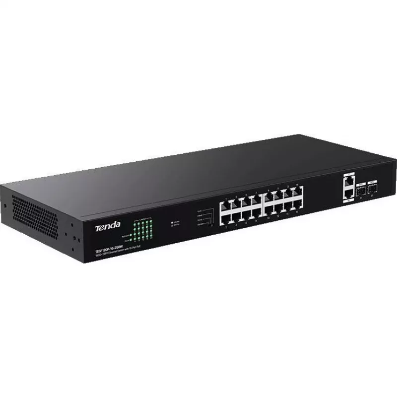 Tenda TEG1120P-16-250W Switch PoE+ no gestionado 18 puertos Gigabit 2 SFP 250W