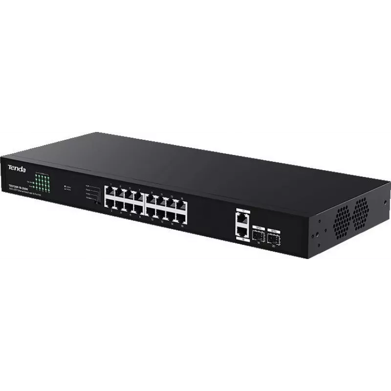 Tenda TEG1120P-16-250W Switch PoE+ no gestionado 18 puertos Gigabit 2 SFP 250W