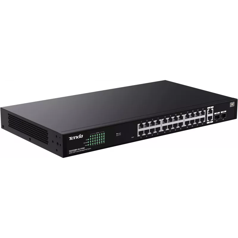 Tenda TEG2228P-24-410W Switch PoE+ gestionado 26x Gigabit Ethernet + 2x SFP, 410W