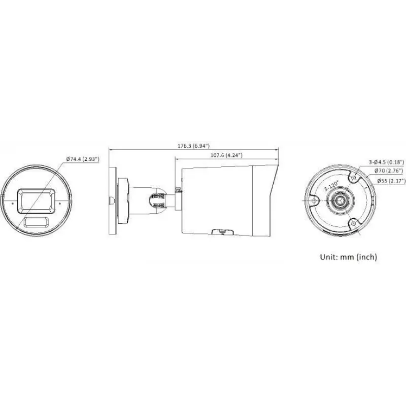 Hikvision DS-2CD2083G2-LI2U(2.8mm)(BLACK) Cámara IP bullet fija AcuSense 8MP con Smart Hybrid Light