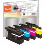 Peach PI500-74 Pack Múltiple de Cartuchos de Tinta Pigmentada - Negro, Cian, Magenta, Amarillo - Compatible con Brother MFCJ 5910 DW, 6510 DW, 6710 DW, 6910 DW - 4 uds.