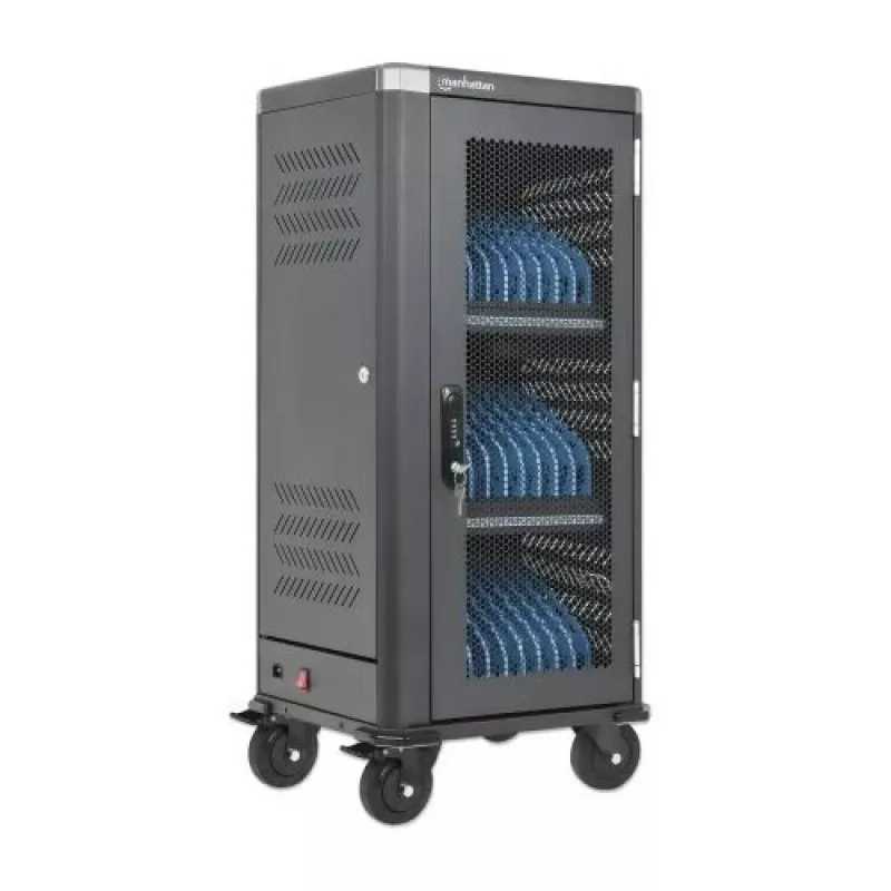 Manhattan 181471 carro de carga USB-C de 30 compartimentos, 30 W por puerto, negro