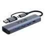INCA Hub IUTP-5T USB-C/A a 3x USB-A 3.0 / RJ45 5 Gbit/s Gris