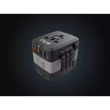 INCA Adaptador de Viaje Universal USA/EU/UK/AUS Negro