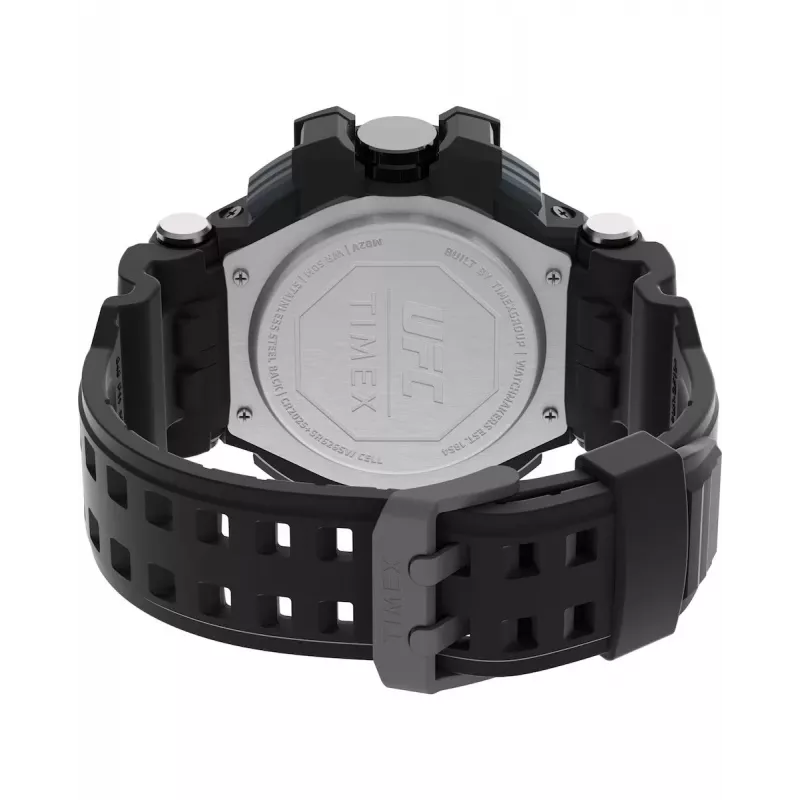 TIMEX reloj digital de hombre TW5M51800 53mm caja de resina correa de resina negra esfera gris luz nocturna INDIGLO 100m resistencia al agua