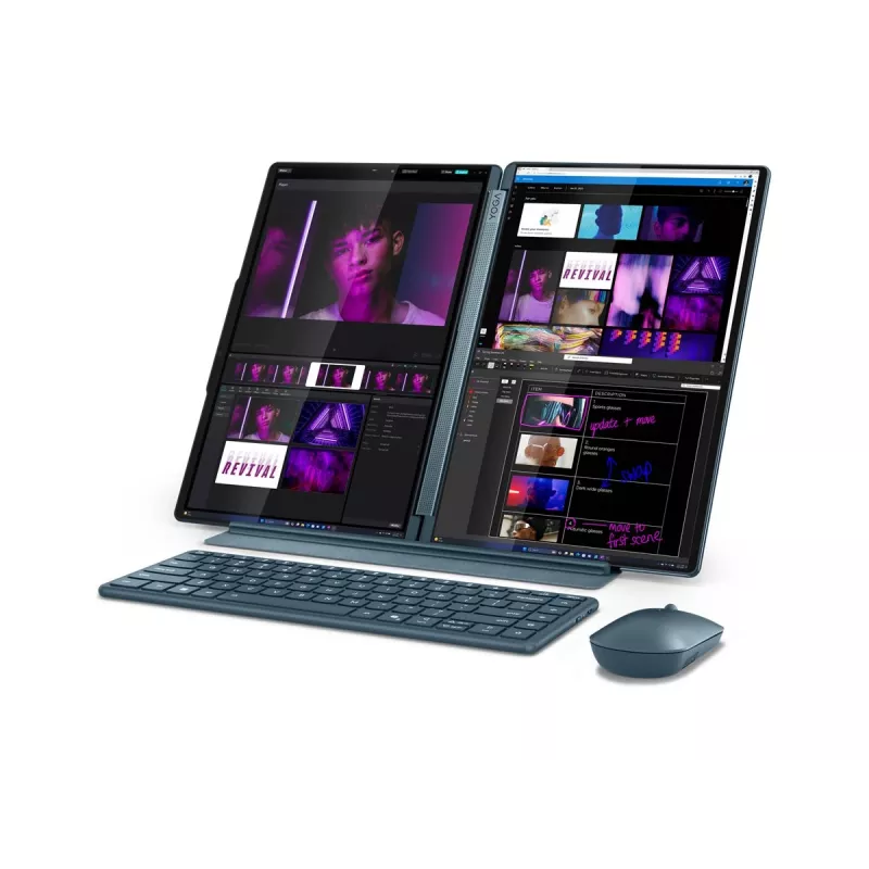 Lenovo Yoga Book 9 14IAH10 Portátil Intel de doble pantalla, Tidal Teal, 2x14 inch OLED táctil, 2.8K WQXGA+, Intel Core Ultra 7 255H, 32GB LPDDR5X, 1TB SSD, Intel Arc 140T GPU, Windows 11 Home, Wi-Fi 7