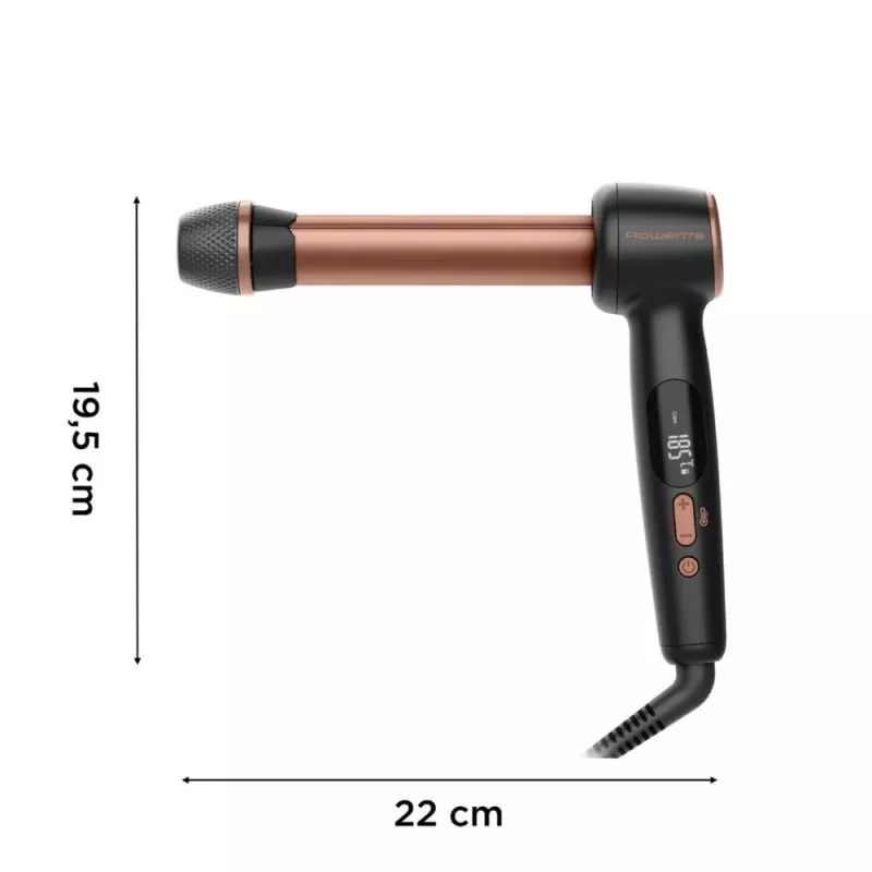 Rowenta CF4620E0 Twist Curl Rizador - cerámica, cuidado iónico, 27/32/38 mm, pantalla LCD, 86 W, negro/cobre