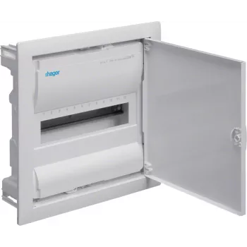 Hager Volta VU12AT Cuadro de distribución empotrable con puerta metálica, 1 fila, 12 módulos, IP30, QuickConnect