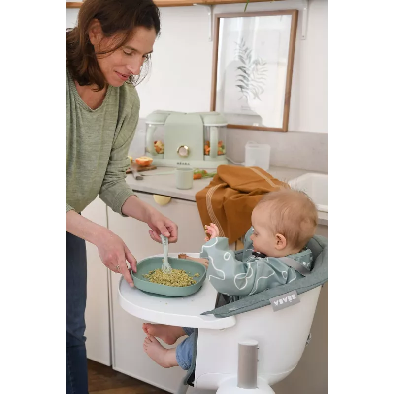 Beaba set de alimentación de silicona para bebé con base de succión - verde salvia (913603)