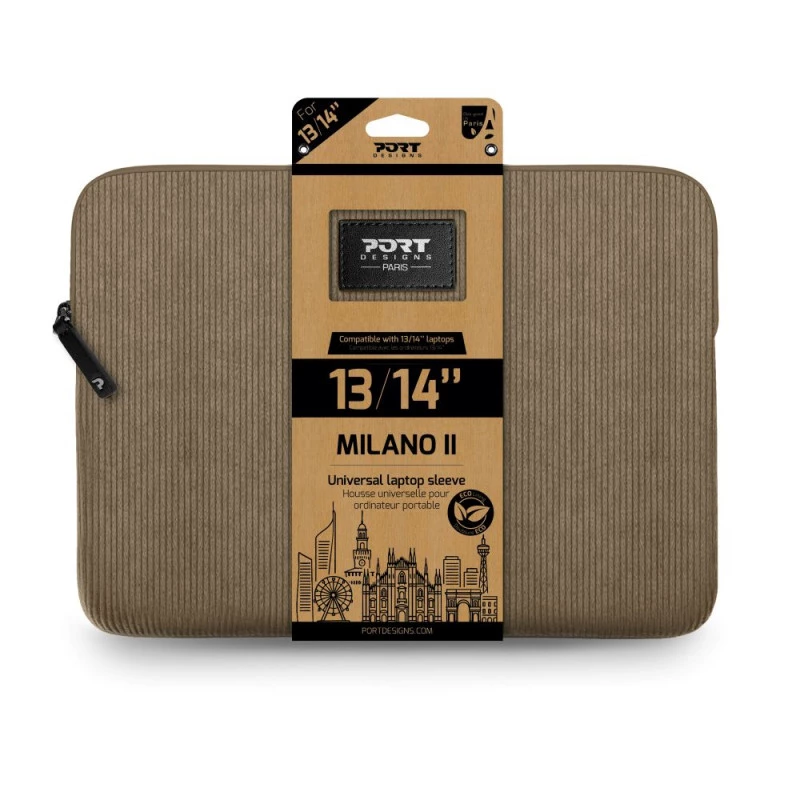 PORT DESIGNS MILANO II ECO Funda para portátil 13/14 pulgadas, Marrón