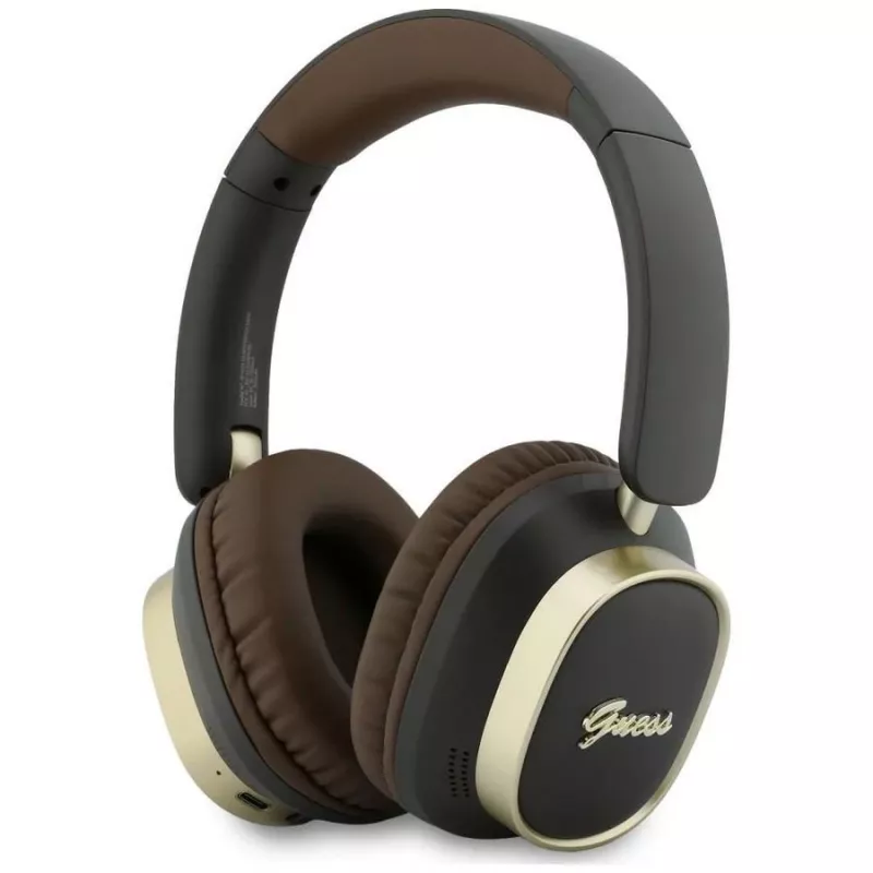 Guess Auriculares Bluetooth over-ear ENC Rectangle Metal Script Marrones