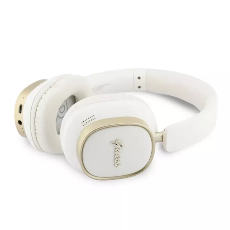 Guess Auriculares Bluetooth over-ear ENC Rectangle Metal Script Blancos