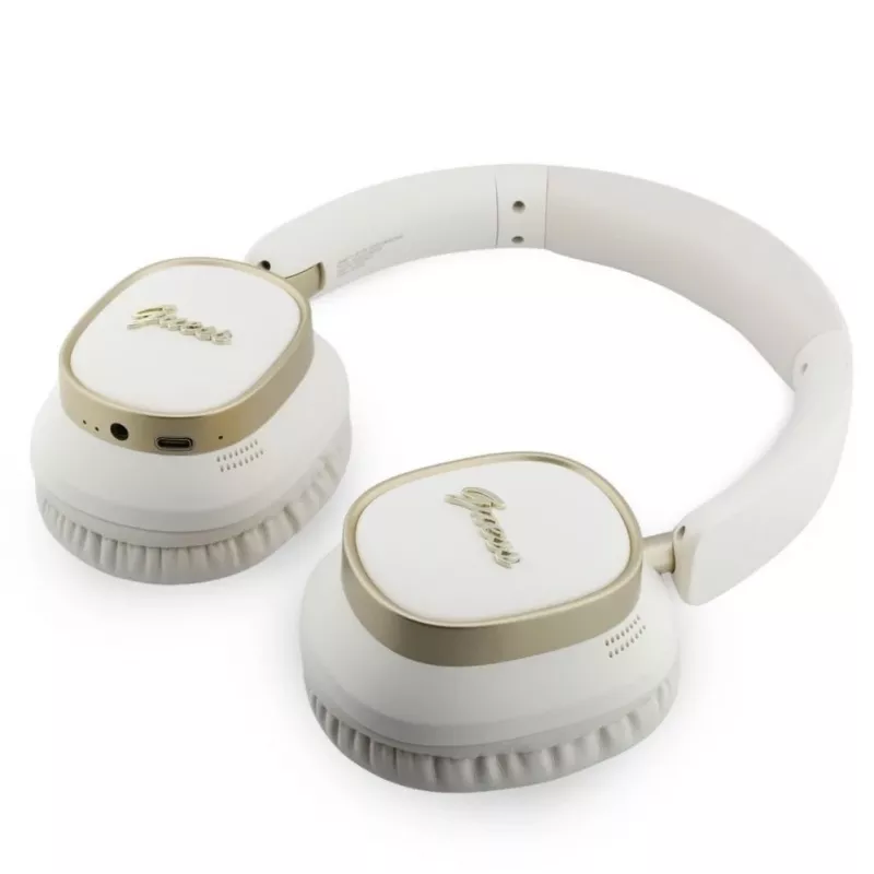 Guess Auriculares Bluetooth over-ear ENC Rectangle Metal Script Blancos