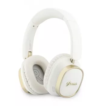 Guess Auriculares Bluetooth over-ear ENC Rectangle Metal Script Blancos