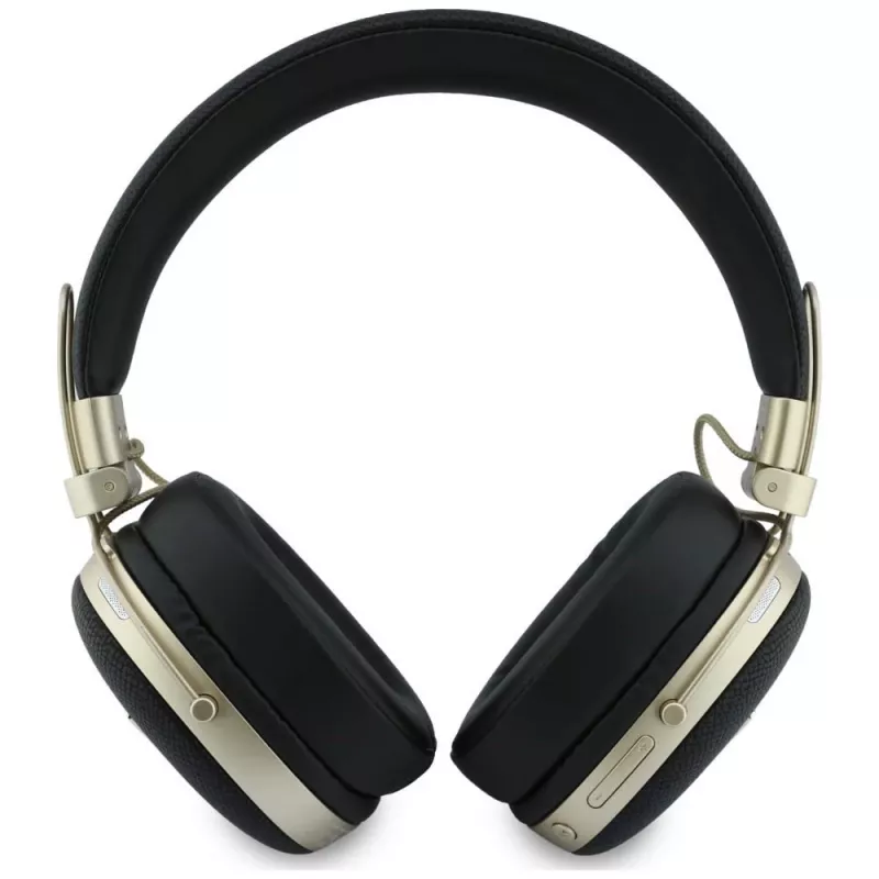 Guess Auriculares Bluetooth over-ear con ENC, logo triangular metalizado granulado, Negros