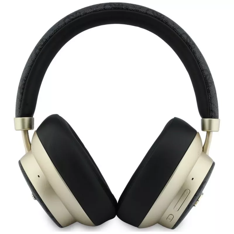 Guess GUE005456 Auriculares Bluetooth over-ear con ENC, 4G Gold Script Metal, Negros