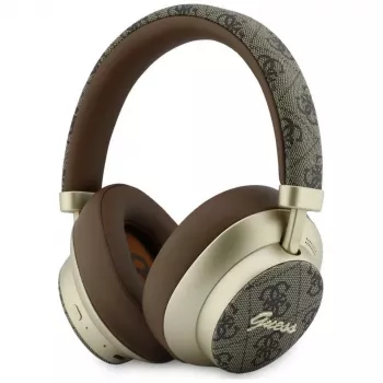 Guess GUE005457 Auriculares Bluetooth over-ear con ENC, Marrones, diseño Gold Script Metal