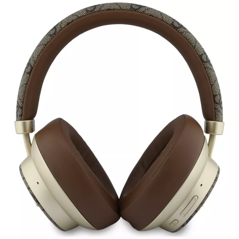 Guess GUE005457 Auriculares Bluetooth over-ear con ENC, Marrones, diseño Gold Script Metal