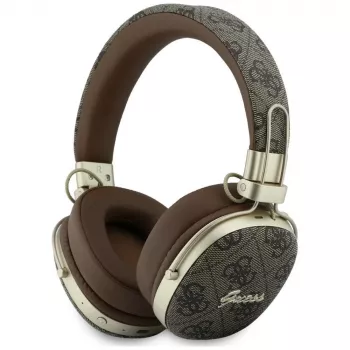 Guess GUE005462 Auriculares Bluetooth over-ear con ENC, diseño metálico, 4G Script Logo, Marrones