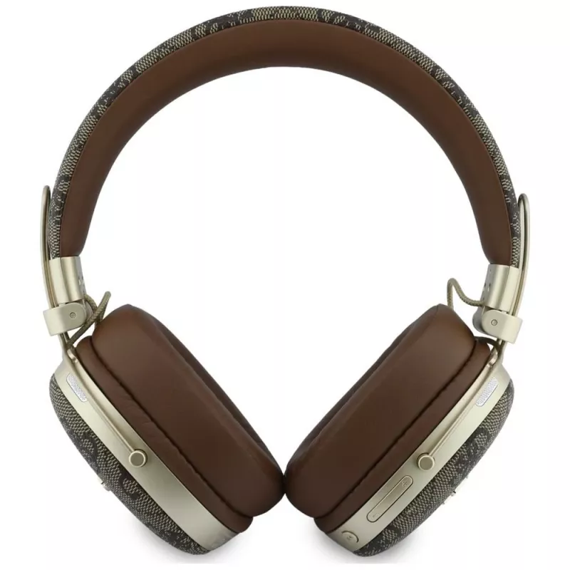 Guess GUE005462 Auriculares Bluetooth over-ear con ENC, diseño metálico, 4G Script Logo, Marrones