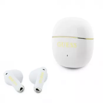 GUESS Glossy Gold Line Classic Auriculares TWS Blancos