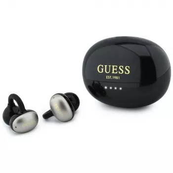 Guess Auriculares Bluetooth estéreo open-wearable con acabado metálico, piezas electrochapadas y logo clásico Negros