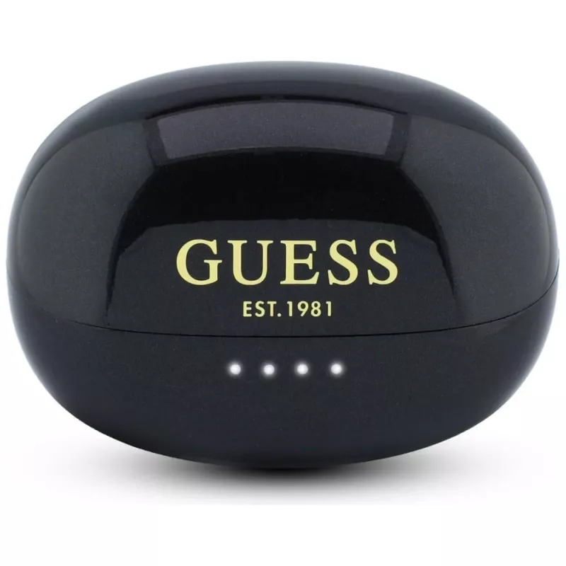 Guess Auriculares Bluetooth estéreo open-wearable con acabado metálico, piezas electrochapadas y logo clásico Negros