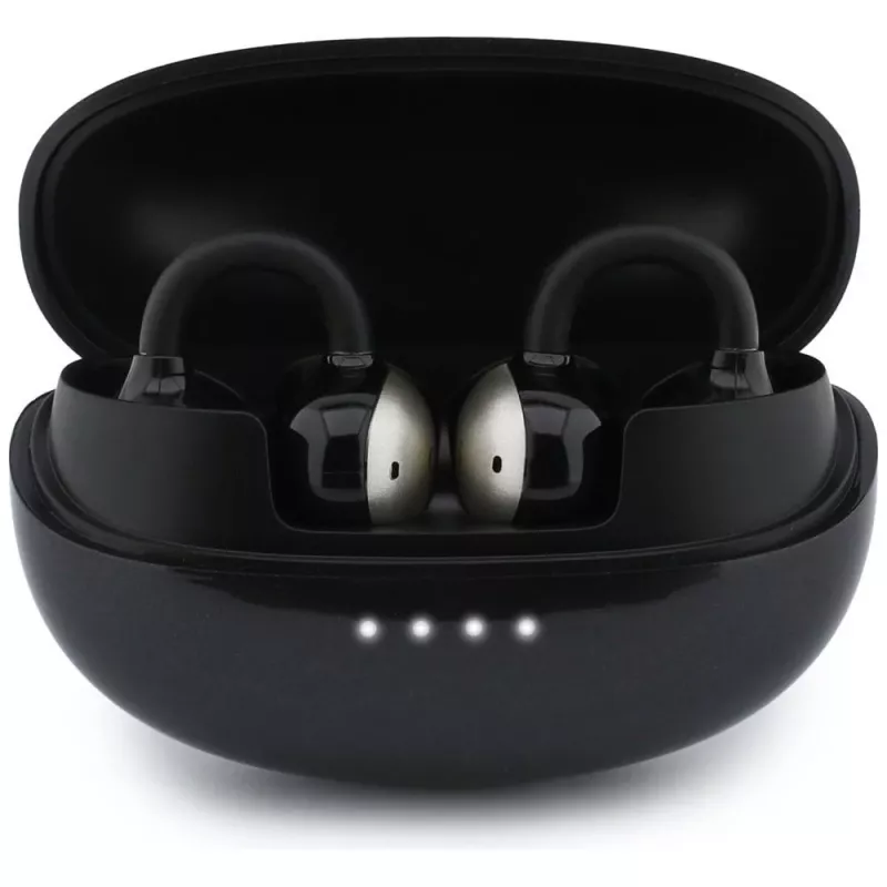 Guess Auriculares Bluetooth estéreo open-wearable con acabado metálico, piezas electrochapadas y logo clásico Negros