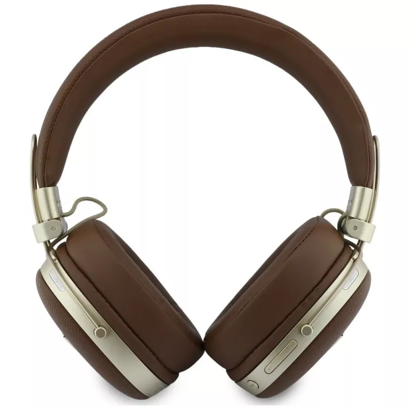 Guess GUE005460 Auriculares Bluetooth on-ear con ENC, Marrones, logo triangular metalizado granulado