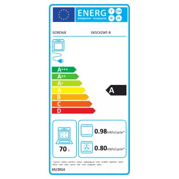 Gorenje GK5C42WF-B Cocina de gas y eléctrica independiente, Blanca, 50 cm, 70 L