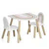Zeller Present 13536 Conjunto de muebles infantiles - Mesa y 2 sillas, Blanco/Madera natural, MDF, a partir de 3 años