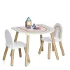 Zeller Present 13536 Conjunto de muebles infantiles - Mesa y 2 sillas, Blanco/Madera natural, MDF, a partir de 3 años