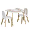 Zeller Present 13536 Conjunto de muebles infantiles - Mesa y 2 sillas, Blanco/Madera natural, MDF, a partir de 3 años