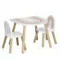 Zeller Present 13536 Conjunto de muebles infantiles - Mesa y 2 sillas, Blanco/Madera natural, MDF, a partir de 3 años