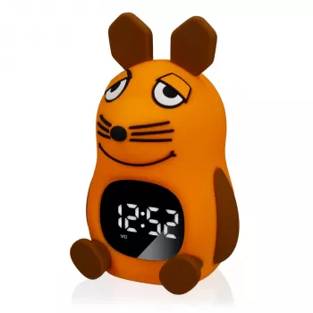 DieMaus despertador para niños con luz nocturna - cuarzo analógico, luz nocturna blanco cálido, multicolor (azul/naranja)