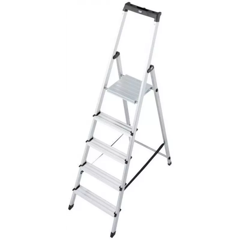 Krause SOLIDY 1x5 126238 escalera de tijera de un solo lado, 5 peldaños, aluminio, capacidad de carga 150 kg