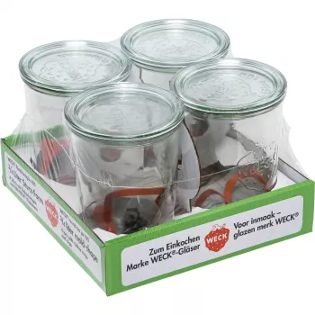 WECK tarro de conserva 0,75L set de 4 - tarros de conserva de vidrio transparente