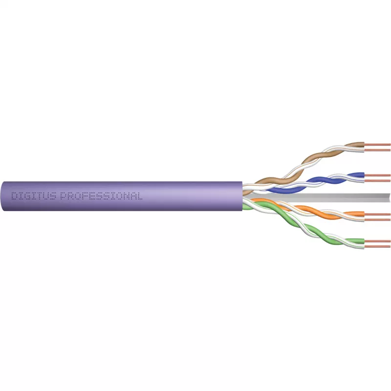 DIGITUS Cat.6 U/UTP cable de instalación B2ca, AWG23/1, LSOH, 500m, lila, rollo