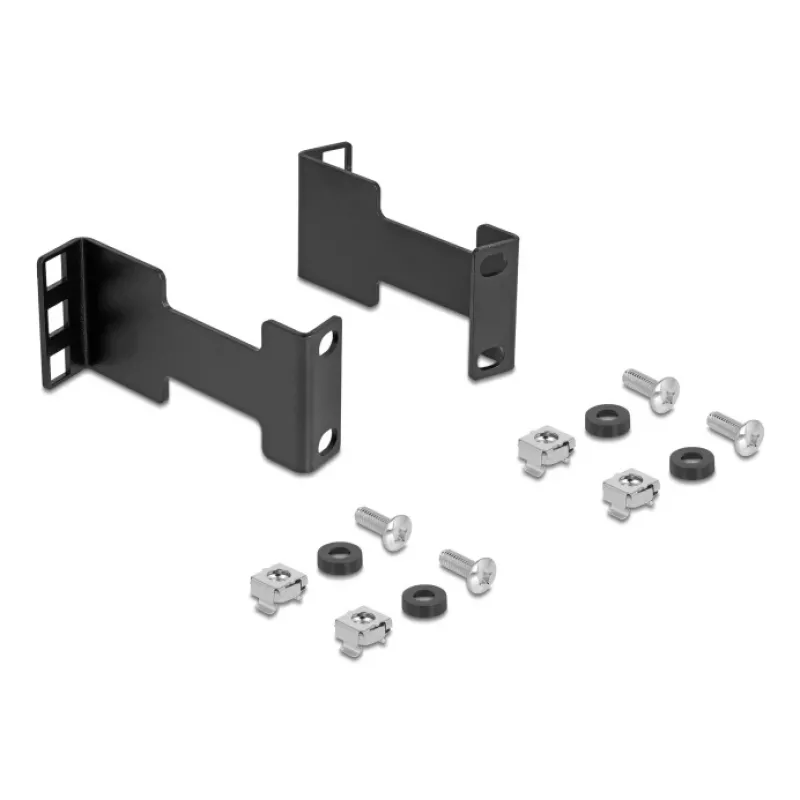 Delock set de montaje adaptador de extensión de profundidad para rack de servidor para ampliar la profundidad de instalación hasta 10 cm 1U negro